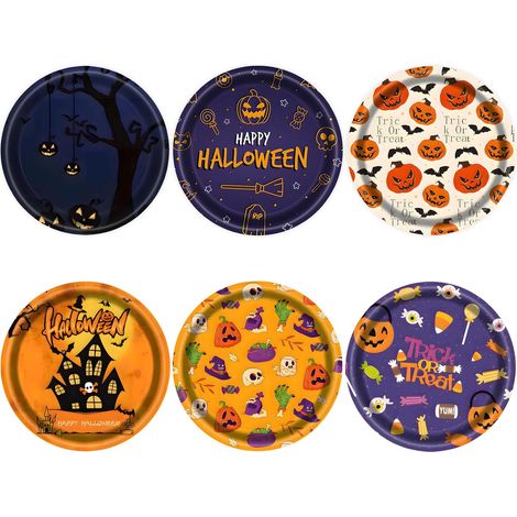 Lot de 48 Assiettes Jetables Halloween 18 cm, Citrouille et Fantôme Assiette Carton Jetable Vaisselle Anniversaire pour Gâteaux Desserts Anniversaires Articles De Fête Halloweee (Halloween) (1/5)