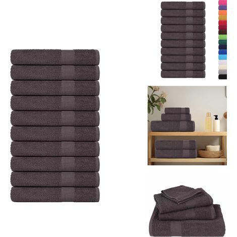 Serviettes de sauna 10 pcs anthracite 80x200 cm 100% coton - Serviette De Sauna - Serviettes De Sauna - Serviette - Serviette Avec Boucle De Suspension (1/5)