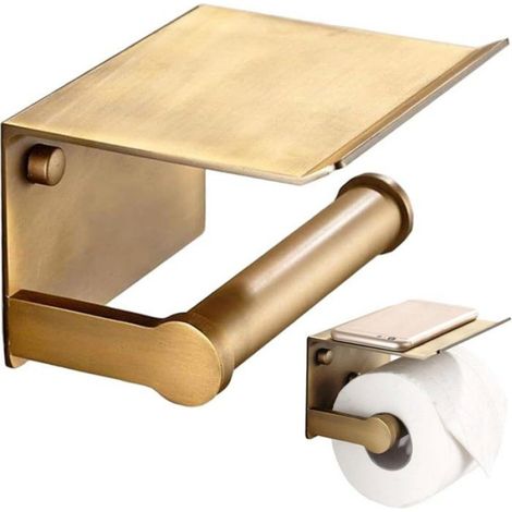 Support Rouleau Toilette - Étagère Murale Salle De Bain - Aluminium Doré - 1 Pièce (1/5)