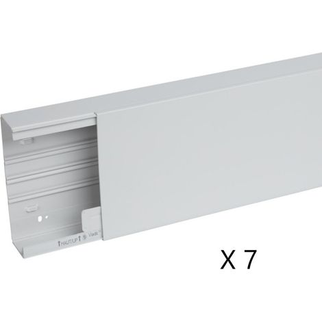 Lot de 7 Goulottes de Câblage Longueur 2m PLANET WATTOHM Viadis 200x60mm Fond + Couvercle 1 Compartiment Gris - 16550