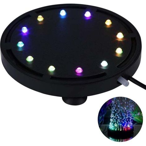 12 Multicolore RGB LED Aquarium Sous-Marine Bulle Lumière Nuit Mer / Multicolore Aquarium Air Pierre Disque, rond aquarium barboteur avec changement de couleur automatique