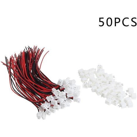 50 connecteurs de batterie JST XH 2.5 à 2 broches (femelle/mâle) avec câble de 150 mm (1/5)