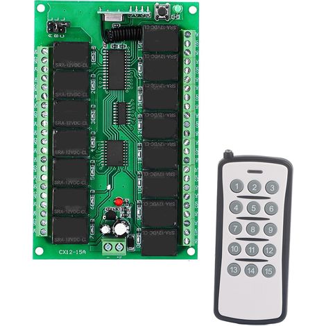 Commutateur de relais télécommandé numérique sans fil, 15 canaux avec LED CW/CCW 1000 mètres DC 12V