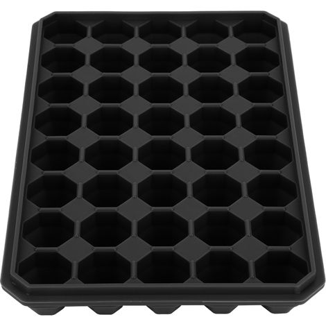 Bandeja de silicona para cubitos de hielo con 40 compartimentos y tapa extraíble, accesorios de cocina, color negro.