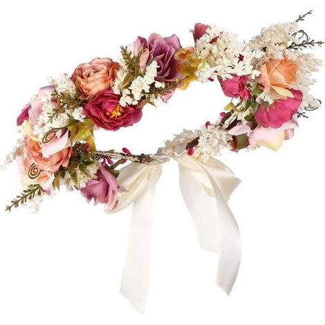 Bandeau de fleurs Floral Couronne Couronne Guirlande Cuillère avec ruban pour accessoires de cheveux de mariée de mariage Festival