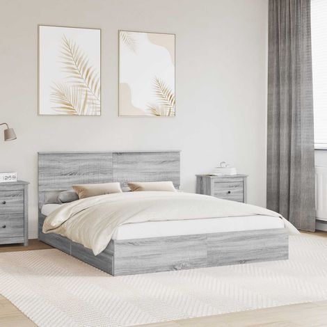 Storage Bed Adjustable Grey Sonoma 160 x 200 cm Engineered Wood vidaXL (1/5)