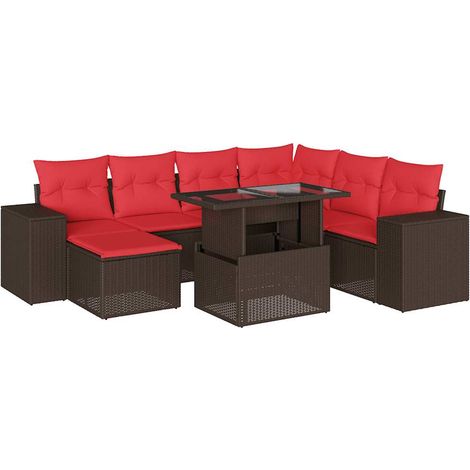 Maison Exclusive - Set Divani da Giardino 8 pz con Cuscini Marrone in Polyrattan (1/5)