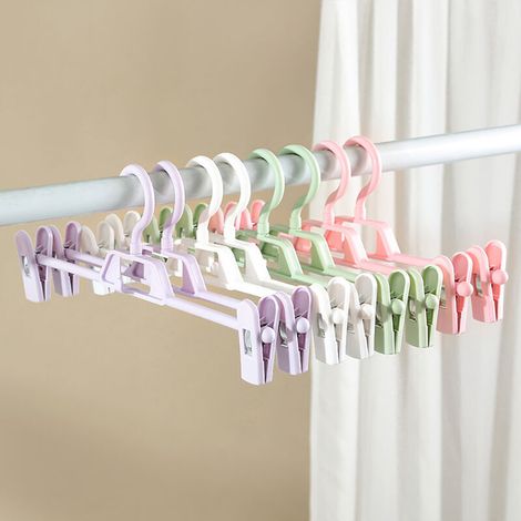 Lot de 20 Cintres colorés pour Pantalon,Cintres Porte-Jupes,avec 2 Pinces antidérapants (1/4)