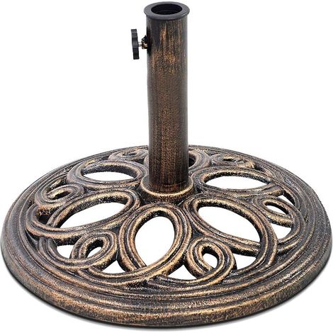 COSTWAY Base para Sombrilla Paragüero Soporte de Hierro Fundido para Poste de 38 mm-48 mm para Parasol Playa Jardín Terraza Patio