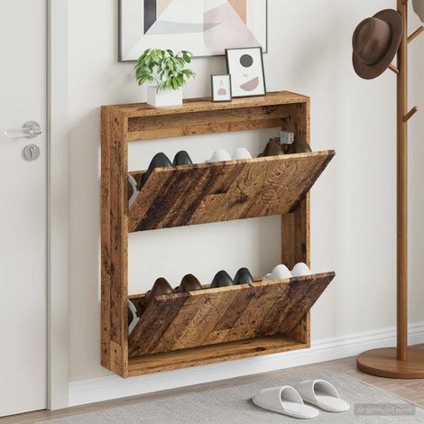 vidaXL Wall-Mounted Shoe Cabinet DELFT 71 x 17 x 86 cm Engineered Wood (1/5)