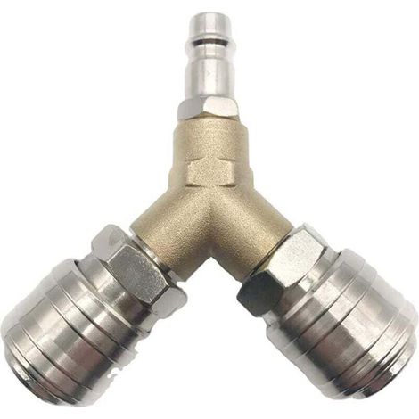 Druckluftverteiler, Druckluftanschluss, Druckluftschalter mit zwei 1/4-Zoll-Gewindeanschlüssen, aus rostfreiem Messing.