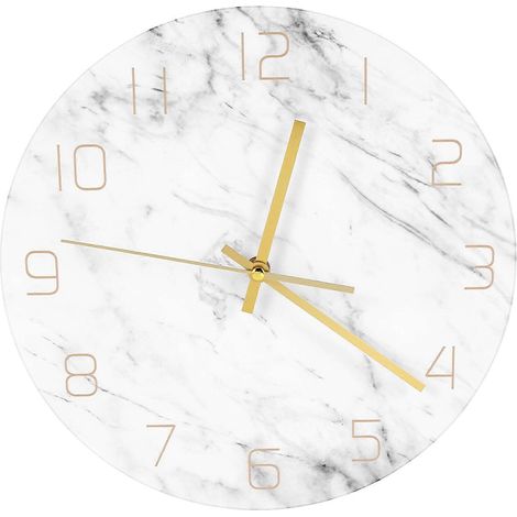 Montre murale ronde moderne en quartz et marbre, décoration créative pour la maison (1/5)