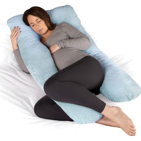 Dreamcatcher Blue Pregnancy Pillow, U Shaped Shredded Memory Foam Maternity Cushion Machine Washable & Removable Velvet Cover (1/5)