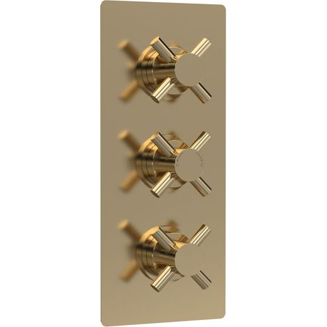Hudson Reed Tec Crosshead Concealed Shower Valve Triple Handle - Brushed Brass (1/2)