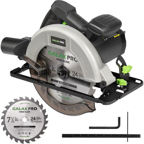 Scie circulaire électrique rechargeable de 1400 watts, idéale pour la coupe du bois et du PVC, angle réglable, lame de scie incluse (1/5)