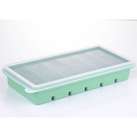 Vassoio per cubetti di ghiaccio flessibile in silicone con coperchio – Grande capacità, senza BPA, facile da sformare, verde smeraldo, ideale per vino e cocktail