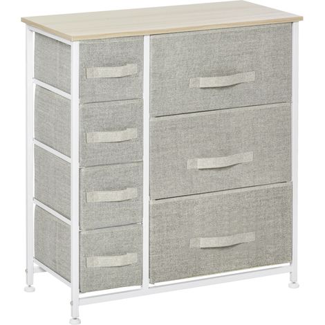 Commode à 7 tiroirs pliables en tissu non tissé gris 63,5x30x71 cm pour rangement (1/5)