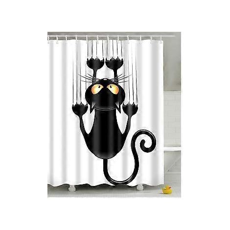 Leashy Funny Cat DIY Duschvorhang (Schwarze Katze, 150x180)