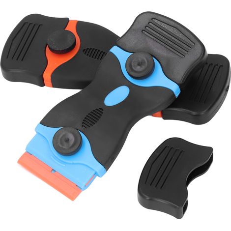 22-teiliges Rasierklingen-Schaber-Werkzeug, Mehrzweckreinigung mit blau-orangefarbenen 2-Nut-Griffklingen (1/5)