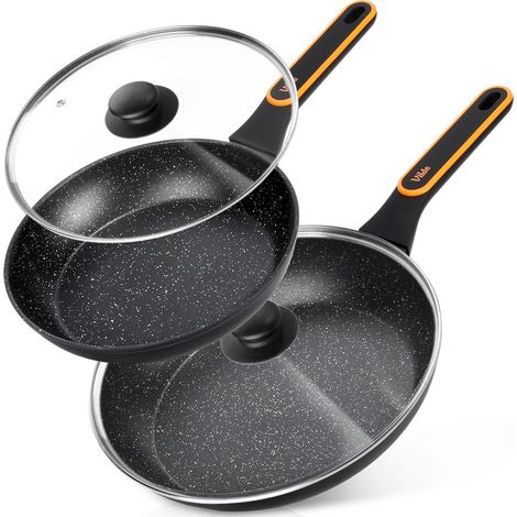 Terruna Set aus Granit-Bratpfannen mit Glasdeckeln 24/28 cm 2 Stück. (1/5)