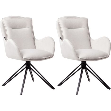 Set of 2 Dining Chairs Swivel AVELAR Light Beige