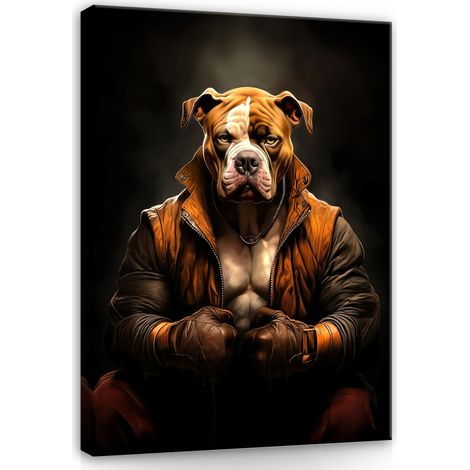 Peinture Murale sur toile chien pitbull abstraite pour chambre bureau 120x80 (1/3)