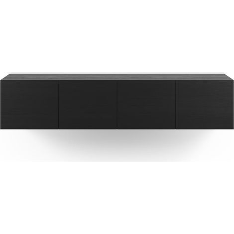 NAORI - Meuble TV 180cm -en mélamine - Noir (1/5)