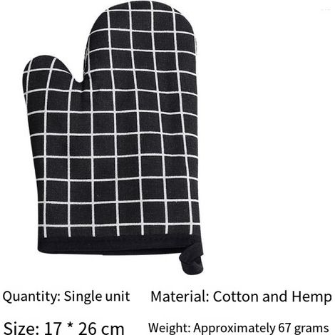 Gants de protection pour four à micro-ondes, épais, à carreaux noirs (1/3)