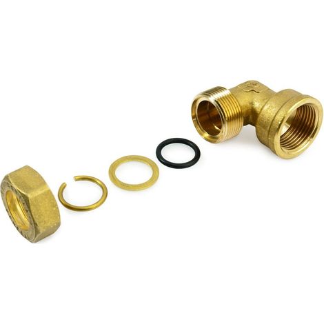 Raccordo gomito M a compressione 3/8"x10 in ottone con anello di serraggio ed O-ring di tenuta, per tubo rame 120022H031000A