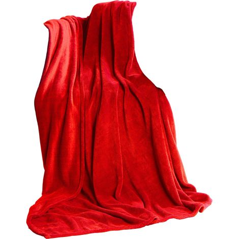 Couverture TV Douillette XXL 220 x 240 cm Rouge Coral Fleece Couverture de Jour Microfibre Couverture de canapé Jeté de lit (1/5)