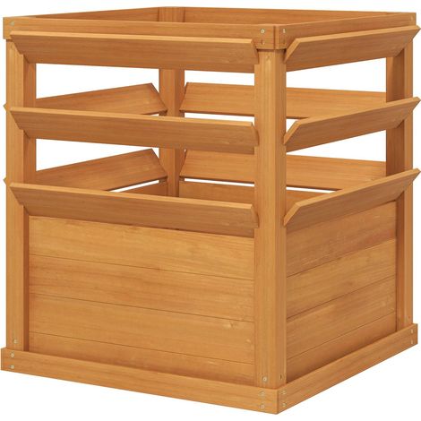 Hochbeet Pflanzkasten mit Rankgitter, Spalier Pflanzkübel Blumenkasten Holz 65 x 65 x 60 cm Karamellbraun