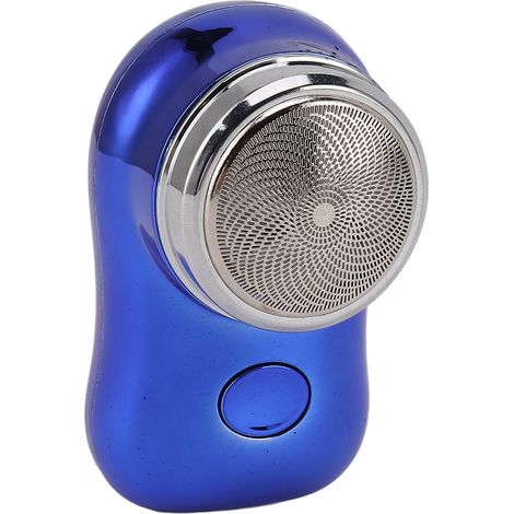 Mini tondeuse à barbe de poche, rechargeable USB-C, silencieuse, avec batterie 400 mAh, idéale pour les voyages en voiture, finition bleue brillante. (1/5)