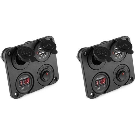 x 12V-24V Auto-Boot Dual-USB-Ladegerät Voltmeter-Schalttafel für Fahrzeug, Auto, Boot, Wohnmobil
