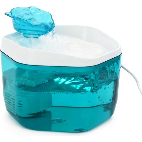 Fuente de agua automática para mascotas, dispensador de agua para gatos con alimentación USB, circulación continua para mascotas pequeñas y medianas, color azul. (1/5)