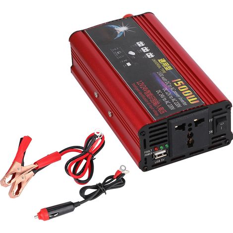 Convertisseur de puissance pour voiture 1500 W avec chargeur USB - Convertisseur CC 12 V/24 V vers CA 220 V à onde sinusoïdale modifiée (1/3)