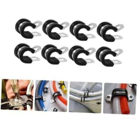Colliers de fixation de tubes P-Clips de serrage avec insert en caoutchouc choix: Ø 50mm / Band 15mm. 8 Pièces (1/4)