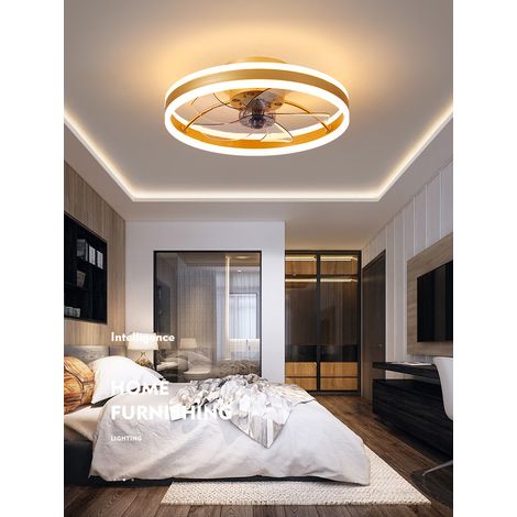 Ventilateur plafonnier LED doré 40 cm, 6 vitesses avec télécommande, silencieux et minuterie (1/5)