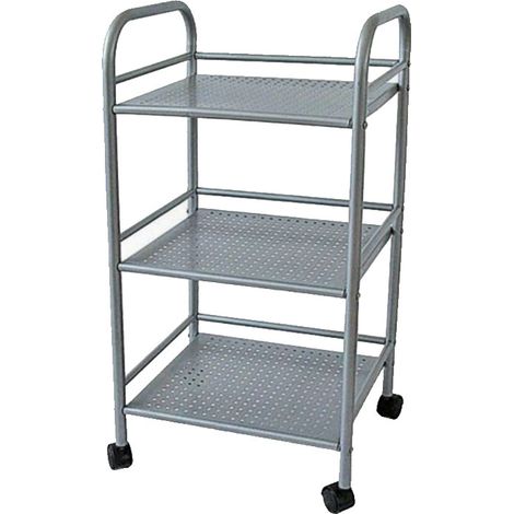 Carrello Portaoggetti Multiuso 3 Ripiani Bagno Cucina Parrucchiere Estetista 4 Ruote in Acciaio (1/4)