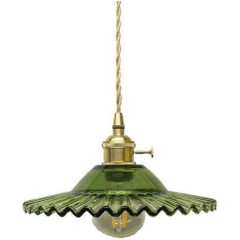 Green Mobility-Suspension industrielle vintage en verre E27, luminaire rétro en verre (verre vert sans s) (1/4)