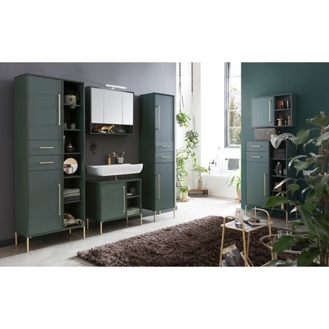 Badezimmer Komplett Set inkl. Beleuchtung KELLA-80 in waldgrün (1/5)