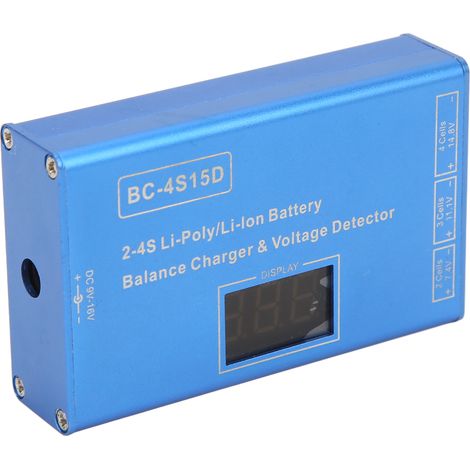 Chargeur d'équilibrage RC pour batteries LiPo 2S, 3S et 4S, 25 W, haute précision, avec affichage de la tension, pour modèles réduits d'avions (prise US, 100-240 V). (1/5)