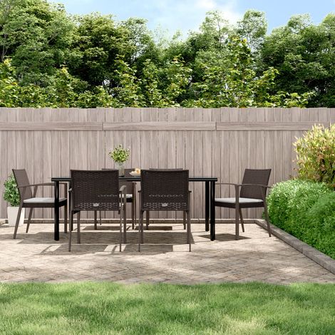 Ensemble à manger de jardin 7 pcs coussins résine tressée acier vidaXL (1/5)
