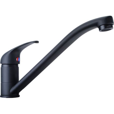 Robinet d'évier de cuisine pivotant à 360° en laiton noir mat avec raccords de tuyau G3/8''