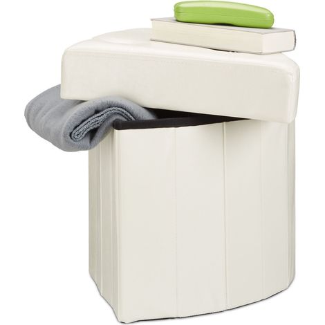Relaxdays – Tabouret de rangement pliant 38x38x38 cm – Similicuir rembourré – Capacité 26L – Charge jusqu'à 300 kg – Pour salon ou chambre d'enfants (1/5)