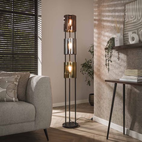 Stehlampe Nox 3-flammiges schwarzes Metall 175 cm