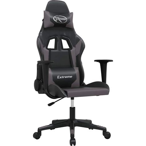 Maison Exclusive - Sedia da Gaming Massaggiante Nero e Grigio in Similpelle (1/5)