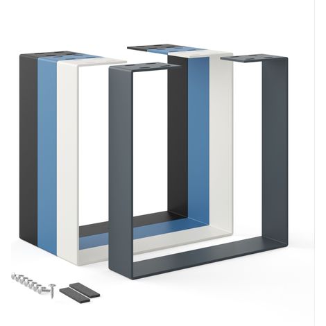 Pied de table en métal gris 40x43 cm – Acier plat 5 mm – Charge maximale 100 kg – Accessoires de montage inclus – Holzbrink