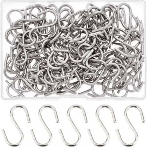 Crochets en S, acier inoxydable 304, petits crochets en S, crochets en S métalliques, crochets de suspension pour petits objets, clés, bijoux, sacs légers, 100 pièces, 29 x 2 mm (1/5)
