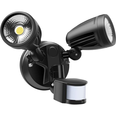 Lumière de sécurité LED 2200LM, Lumière à détecteur de mouvement extérieur 30W, 3000K/4000K/5000K réglable, Modes automatique et permanent, IP54 étanche, pour entrées, escaliers, cour et garage (1/4)