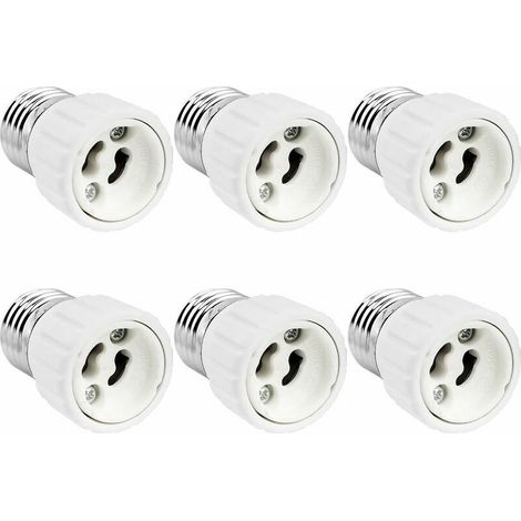 Adaptateur De Douille E27 Vers Gu10, 0-250V, Max. 200W, Convertisseur De Douille À Visser E27 En Culot Pour Gu10 Ampoule Led, Lampe Halogène Et Cfl, Adaptateur En Céramique, Lot De 6 (1/5)